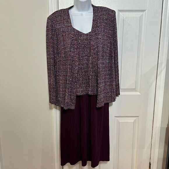 Alex Evenings Petite Dress Formal 2 Pc W/Jacket Stretch Pink Sparkle size 16 - Picture 1 of 17
